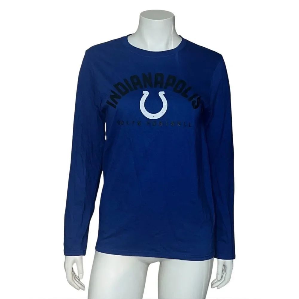 NFL Women's Indianapolis Colts Long Sleeve T-Shirt Blue Horseshoe Small NWT